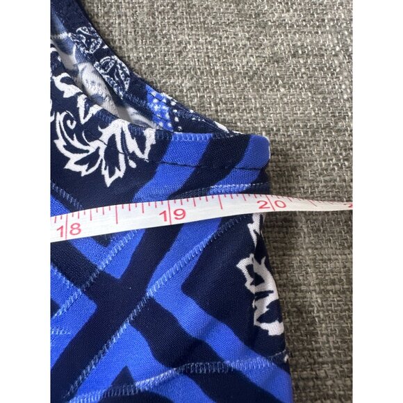 Croft & Barrow Womens Sleeveless Blue Paisley Pleated Top Large Summer Cruise - Picture 6 of 7